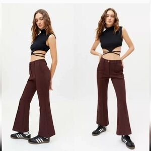 Urban Outfitters Isabella Ponte High-Waist Flare Pants Women's L Brown Boho 90s